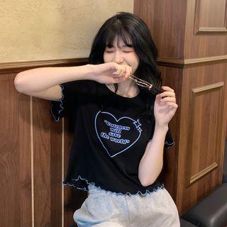 Short-sleeve Lettuce Edge Lettering T-shirt