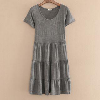 Short-sleeve Mini Tiered T-shirt Dress