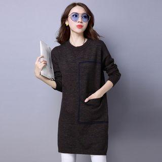 Contrast-trim Melange Knit Dress