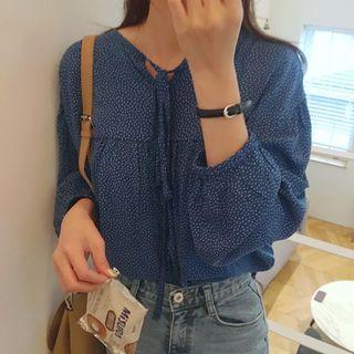 Loose Fit Dotted Long Sleeve Top