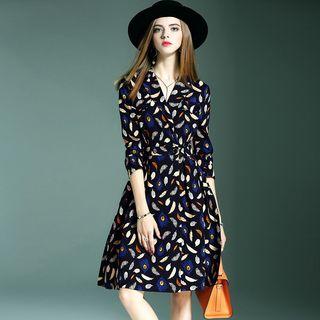 V-neck Printed A-line Dress
