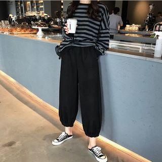 Striped Sweatshirt / Crop Harem Pants