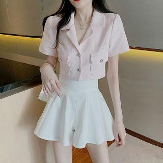 Short-sleeve Open-collar Shirt / Wide-leg Shorts