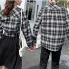 Couple Matching Long-sleeve Plaid Shirt / Mini Tank Dress / Set