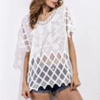Embroidered Mesh Short Sleeve T-shirt