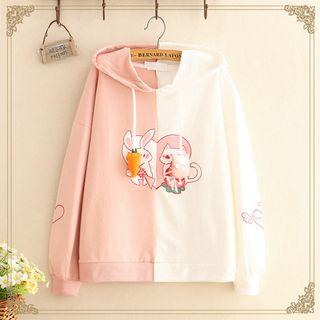 Cat & Rabbit Print Hoodie