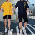 Couple Matching Short-sleeve Smiley Face Print T-shirt / Shorts