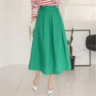 Pleated A-line Maxi Skirt