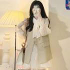 Flared-cuff Peter Pan-collar Mini Dress / Button-up Vest