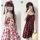Cherry Print Strappy A-line Dress