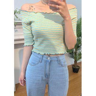 Off-shoulder Stripe Crop Top