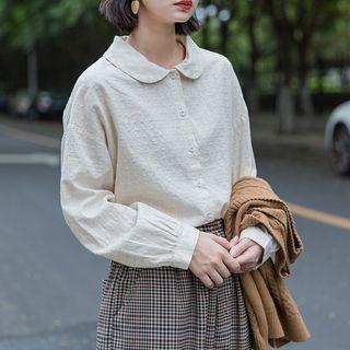 Peter Pan Collar Shirt Light Beige - One Size