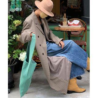 Shepard Plaid Chesterfield Coat Beige - One Size