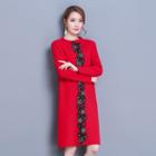 Long-sleeve Knit Embroidered Dress
