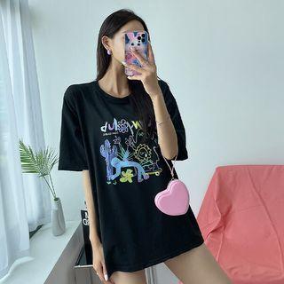 Painting-printed Boxy T-shirt
