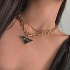 Triangle Pendant Double Layer Choker Necklace