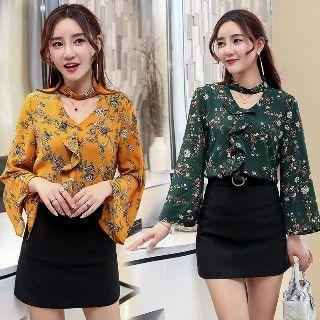 Set: Ruffle Chiffon Top + Skirt