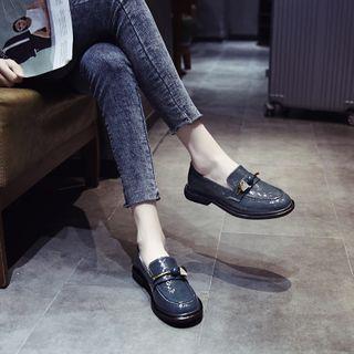 Beaded Block Heel Loafers