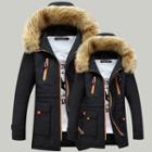 Furry Trim Zip Hooded Jacket