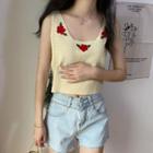 Flower Embroidered Knit Tank Top As Shown In Figure - One Size
