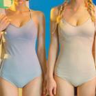 Cross-strap Plain Swimsuit