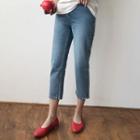 Slit-side Cropped Straight-cut Jeans