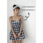 Spahgetti-strap Checked Minidress