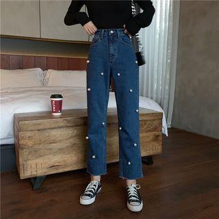 Faux Pearl Harem Jeans