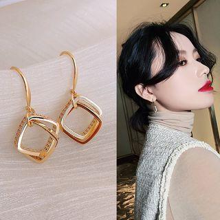 Alloy Interlocking Square Dangle Earring 1 Pair - Gold - One Size
