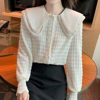 Beaded Layered Collar Blouse