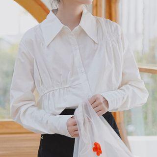 Plain Shirt / Fringed Trim Mini Skirt