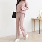 Set: Slit-hem Top + Seam-front Pants