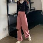 Long-sleeve Cropped Top / Cut-out Pants