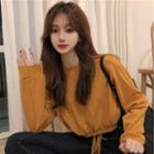 Drawstring Hem Crop Pullover