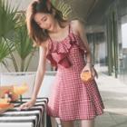 Plaid Ruffle Swimdress