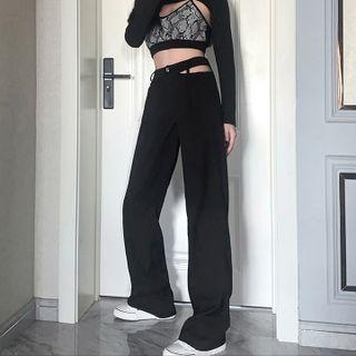 High Waist Cutout Wide Leg Pants