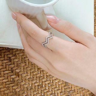 Rhinestone Zigzag Open Ring