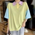 Short-sleeve Color-block Polo T-shirt