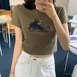 Retro Graphic Print Crop T-shirt