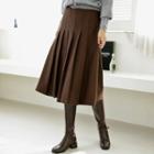 Band-waist Pleated Wool Blend Skirt