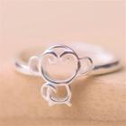 Monkey Sterling Silver Open Ring Silver - One Size