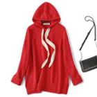 Plain Knit Hoodie Red - One Size