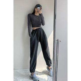 Elastic High-waist Drawstring Harem Pants