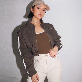 Reflective-striped Crop Jacket