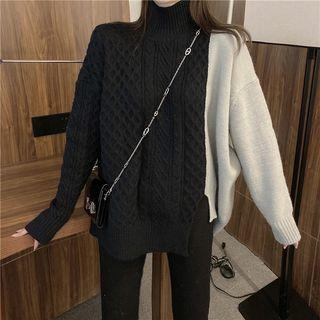 Mock-turtleneck Paneled Sweater As Shown In Figure - One Size
