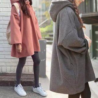 Plain Long Fleece-lined Hoodie