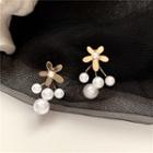 Alloy Flower Faux Pearl Swing Earring 1 Pair - Earrings - One Size