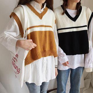 Striped V-neck Sweater Vest
