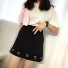 Grommet A-line Knit Skirt