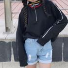 Contrast Trim Half-zip Pullover